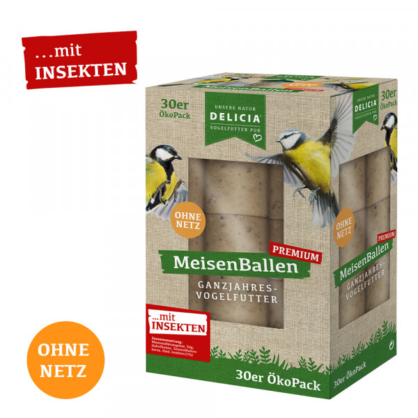 DELICIA Premium MeisenBallen mit Insekten ohne Netz 30 Stück