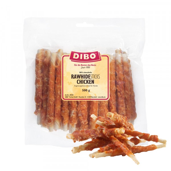 NEU Dibo Leckerlis RawHide Sticks Chicken (Rind & Hähnchen) 500 g