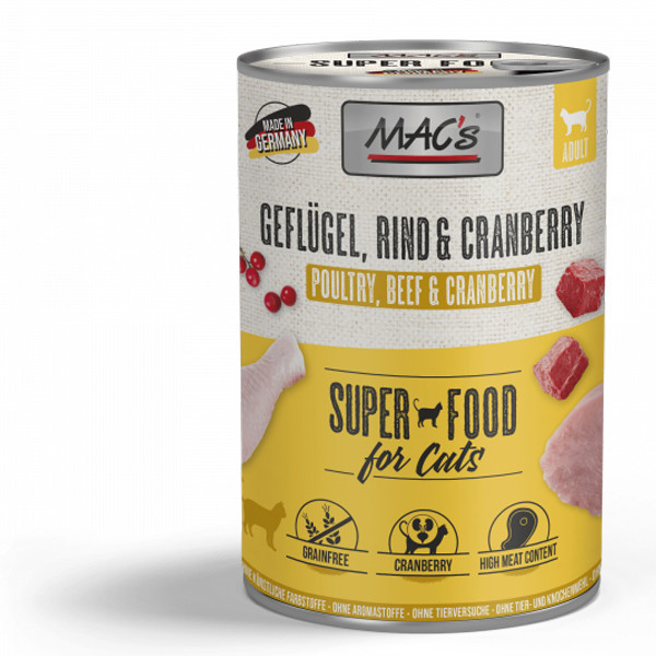 MAC's Cat Geflügel Rind und Cranberry getreidefrei 400 g Dose