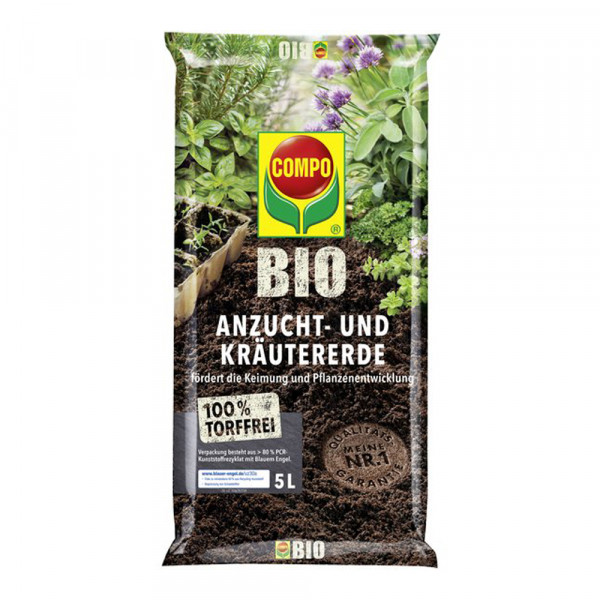 COMPO BIO Anzucht- und Kräutererde 5 Liter torffrei